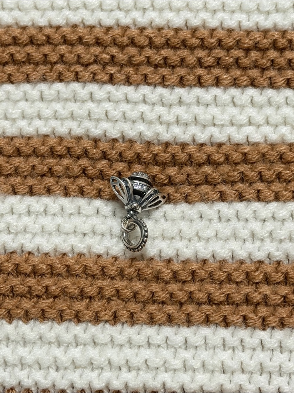 Pandora Silver Bee Dangle Charm with Clear Accent